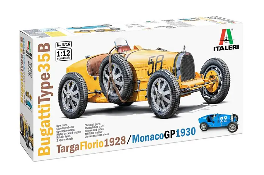 Bugatti Type 35B Targa Florio 1928/Monaco 1930 GP Race Car 1/12 Italeri