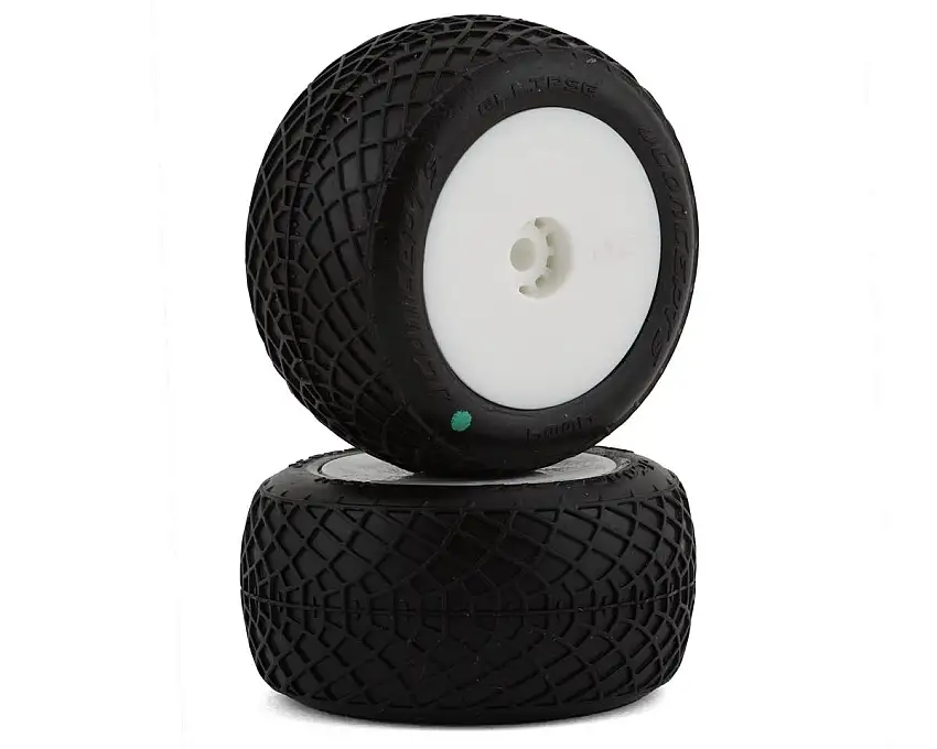 JConcepts Mini-B/Mini-T Ellipse Pre-Mounted Rear Tires (White) (2) (Green)