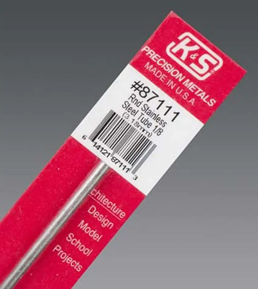 1/8"x12" Round Stainless Steel Tube .025 Wall K&S Engineering