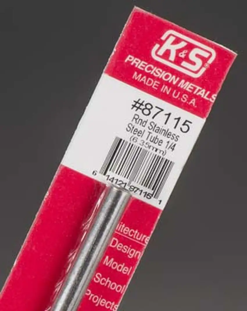 1/4"x12" Round Stainless Steel Tube .025 Wall K&S Engineering