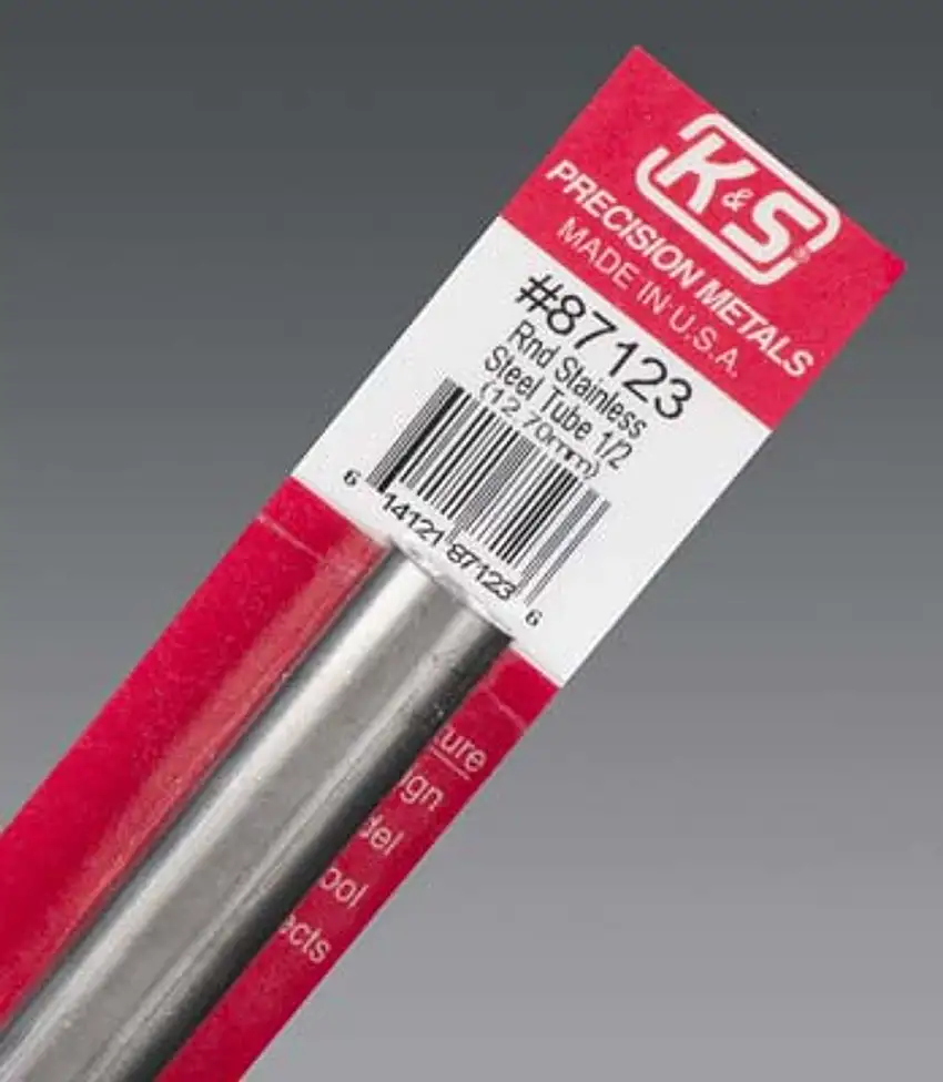 1/2"x12" Round Stainless Steel Tube .025 Wall K&S Engineering