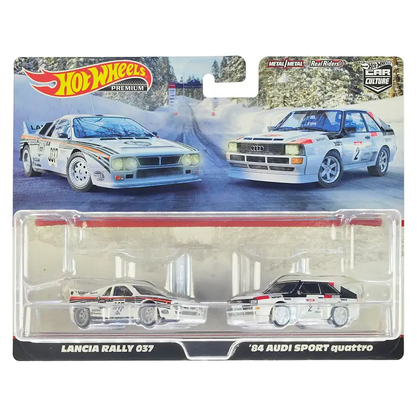 Lancia Rally 037 #037 White with Stripes and 1984 Audi Sport Quattro #2 White "Car Culture" Set of 2 Cars Diecast Model Cars by Hot Wheels