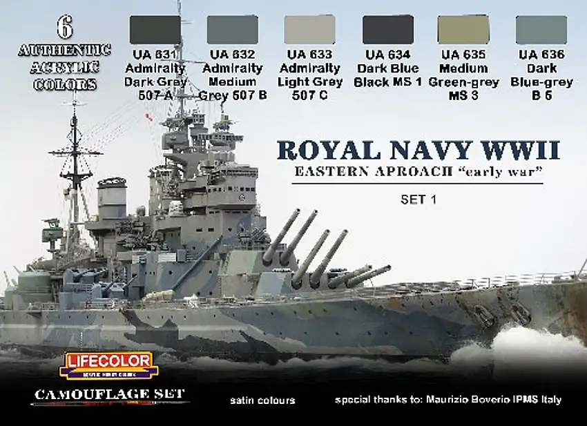 Royal Navy WWII Eastern Approach Early War Camouflage Paint Set #1 Lifecolor