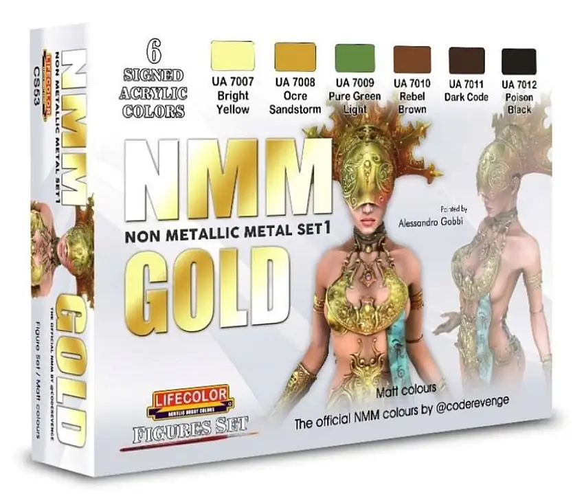 Gold Non-Metallic Metal Set 1 Matt Colors Figures Acrylic Set (6 22ml Bottles) Lifecolor