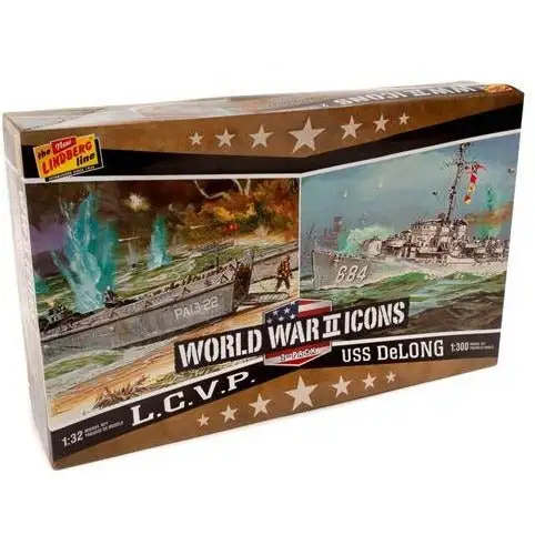 Lindberg American Icons of WWII L.C.V.P. & USS DeLong 1/32/1/300 Scale Model Kits