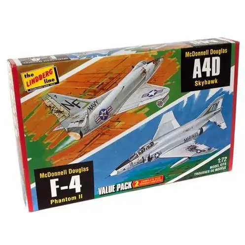 Lindberg Vietnam Era Fighters (F-4G Phantom & A4D Skyhawk) 2 Pack 1/72 Scale Model Kits