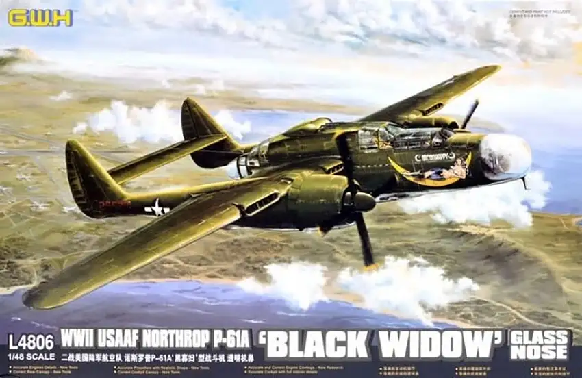 WWII USAAF P-61A Black Widow Glass Nose Aircraft 1/48 Great Wall Hobby