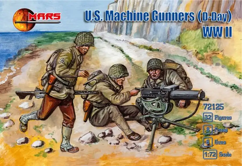 WWII US Machine Gunners D-Day (32) 1/72 Mars Figures