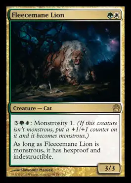 MtG Trading Card Game Theros Rare Foil Fleecemane Lion #193