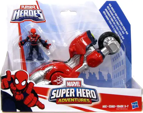 Marvel Playskool Heroes Super Hero Adventures Ultimate Spider-Man with Web-Wheelin' Bike Action Figure Set