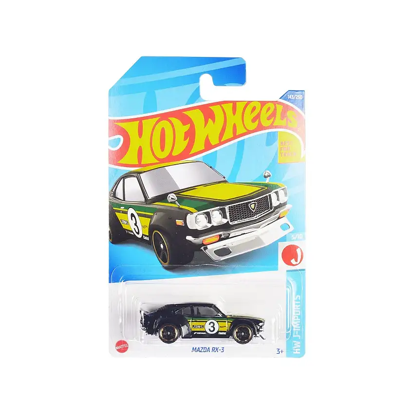 Mazda RX-3 #3 Black and Yellow with Green Stripes "HW J-Imports" Series Diecast Model Car by Hot Wheels
