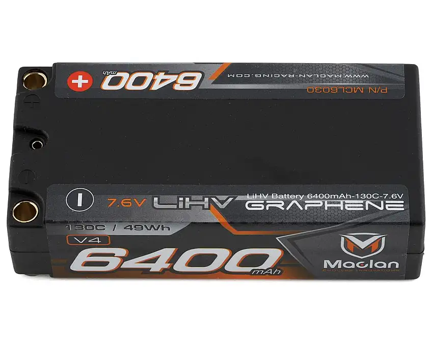 Maclan HV Graphene V4 2S Shorty LiPo Battery w/5mm Bullets (7.6V/6400mAh)