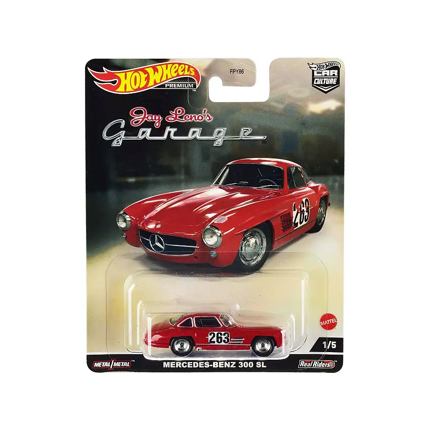 Mercedes-Benz 300 SL #263 Red (Weathered) "Jay Lenoâ€™s Garage" Diecast Model Car by Hot Wheels