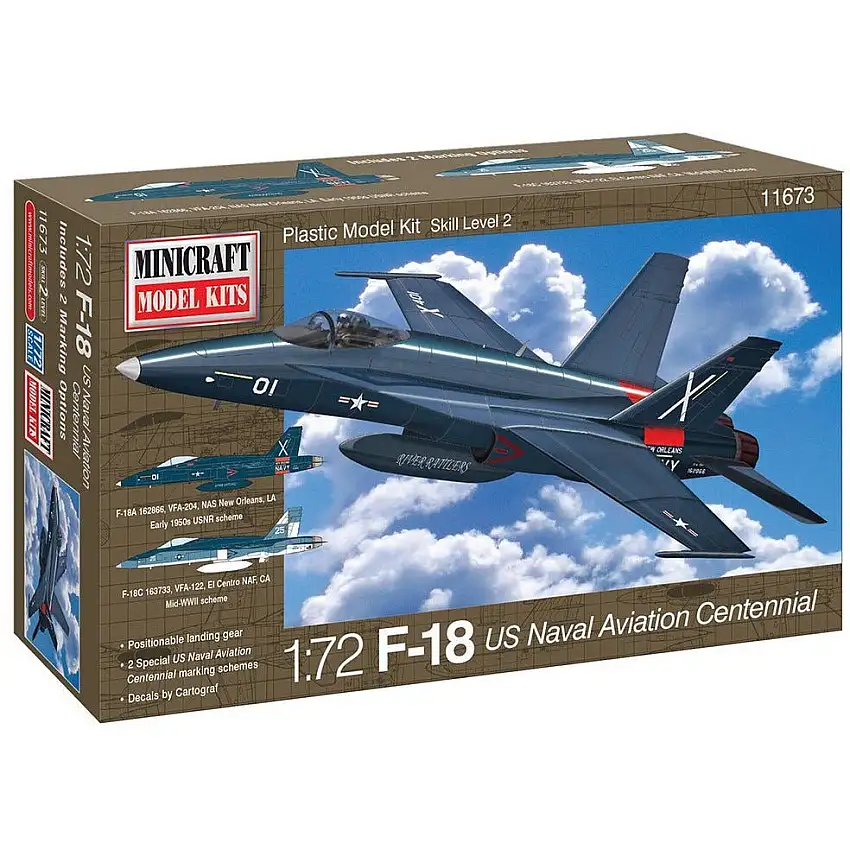 Minicraft 11673 1/72 F-18 Centennial USN Aviation w/2 options
