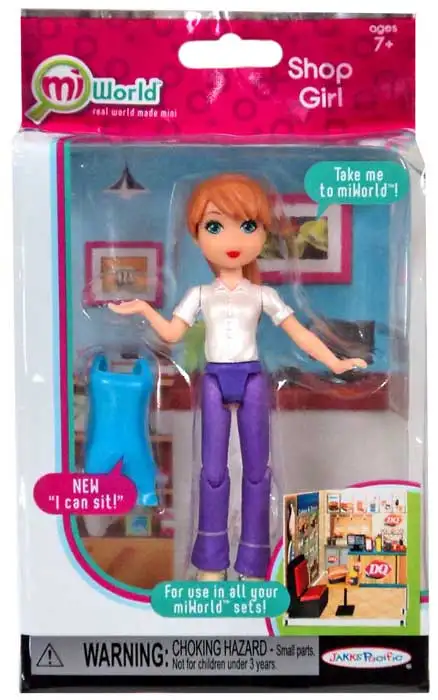 MiWorld Shop Girl Action Figure [White Top, Blue Apron]