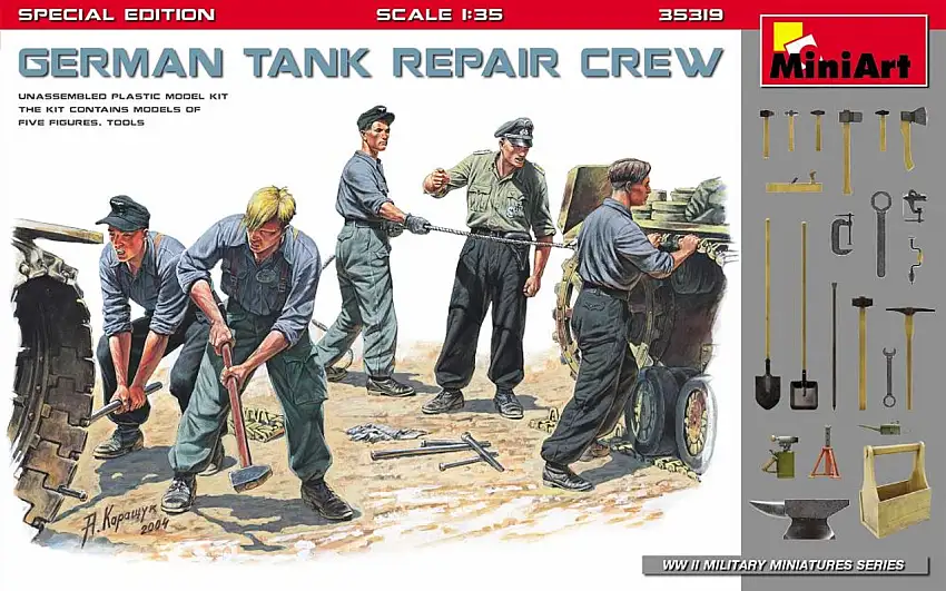 WWII German Tank Repair Crew (5) w/Tools (Special Edition) 1/35 Miniart Models