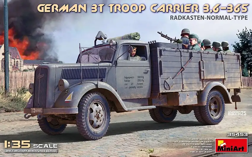 WWII German 3T Troop Carrier 3,6-36S Radkasten Normal Type 1/35 MiniArt