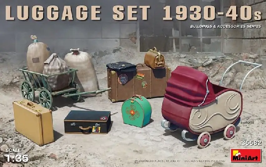 Luggage Set 1930-40s (Dock Cart, Pram, Suitcases & Bags) 1/35 Miniart