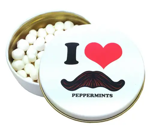 I Love Moustache Peppermints Candy Tin