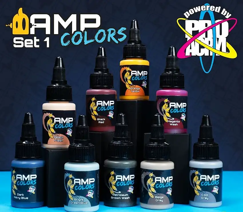 Pro Acryl AMP Colors: SET#1 Cosmic Acrylic Paint Set (9 Colors) 22ml Bottle Monument Hobbies