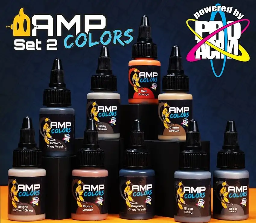 Pro Acryl AMP Colors: SET#2 Cosmic Acrylic Paint Set (9 Colors) 22ml Bottle Monument Hobbies