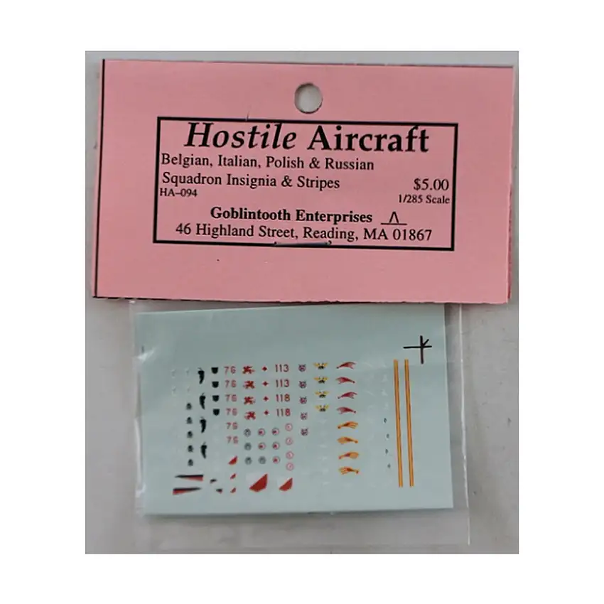 Belgian, Italian, Polish, & Russian Squadron Insignia & Stripes