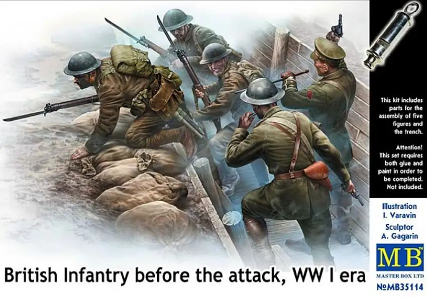 British Infantry Before the Attack WWI Era (5 & Trench) 1/35 Master Box Models