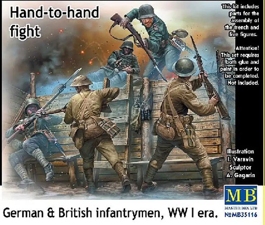 WWI Hand-to-Hand Fight German & British Infantrymen (5) 1/35 Masterbox
