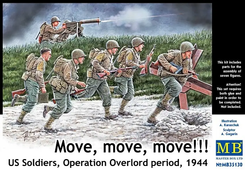 Move, Move, Move! US Soldiers Operation Overlord Period 1944 (7) 1/35 Masterbox
