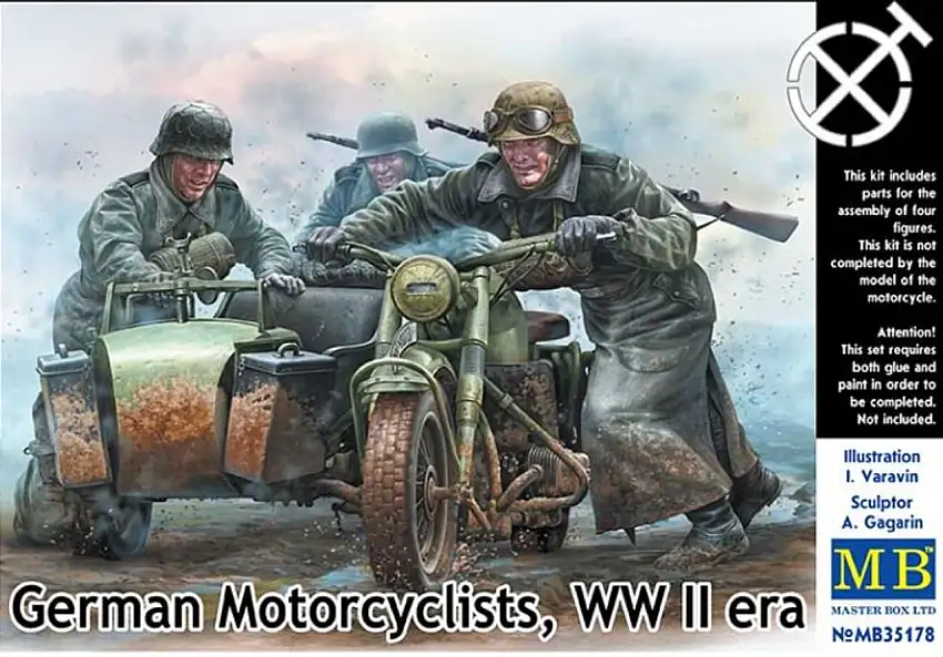 German Motorcyclists WWII Era (4) 1/35 Master Box Models