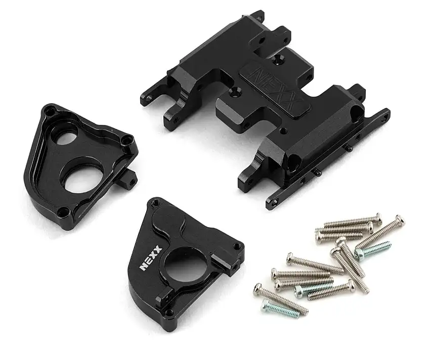 NEXX Racing Axial SCX24 CNC Aluminum Skid Plate w/Gear Box (Black)