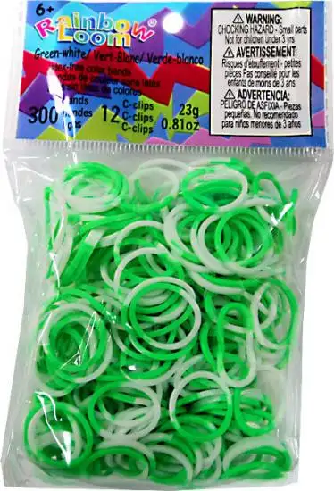 Rainbow Loom Green & White Two-Tone Rubber Bands Refill Pack [300 Count]