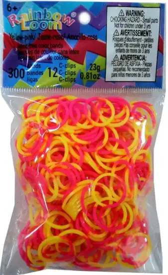 Rainbow Loom Yellow & Pink Two-Tone Rubber Bands Refill Pack [300 Count]