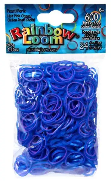 Rainbow Loom Pearl Hot Pink & Ocean Rubber Bands Refill Pack [600 Count]