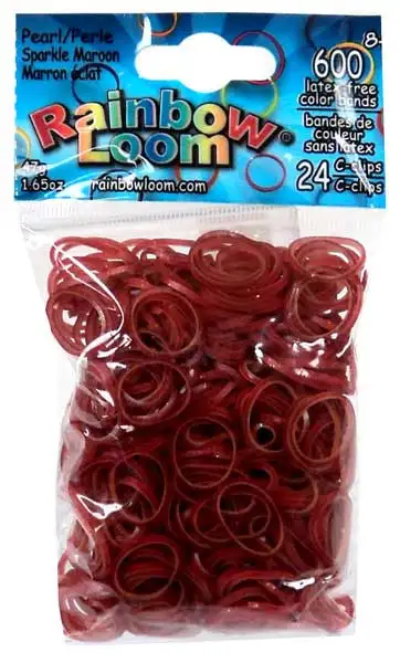 Rainbow Loom Pearl Sparkle Maroon Rubber Bands Refill Pack [600 Count]