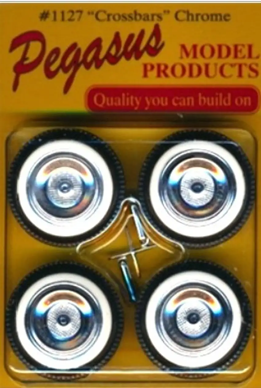 Crossbars Chrome Rims w/Fat Whitewall Tires (4) 1/24-1/25 Pegasus