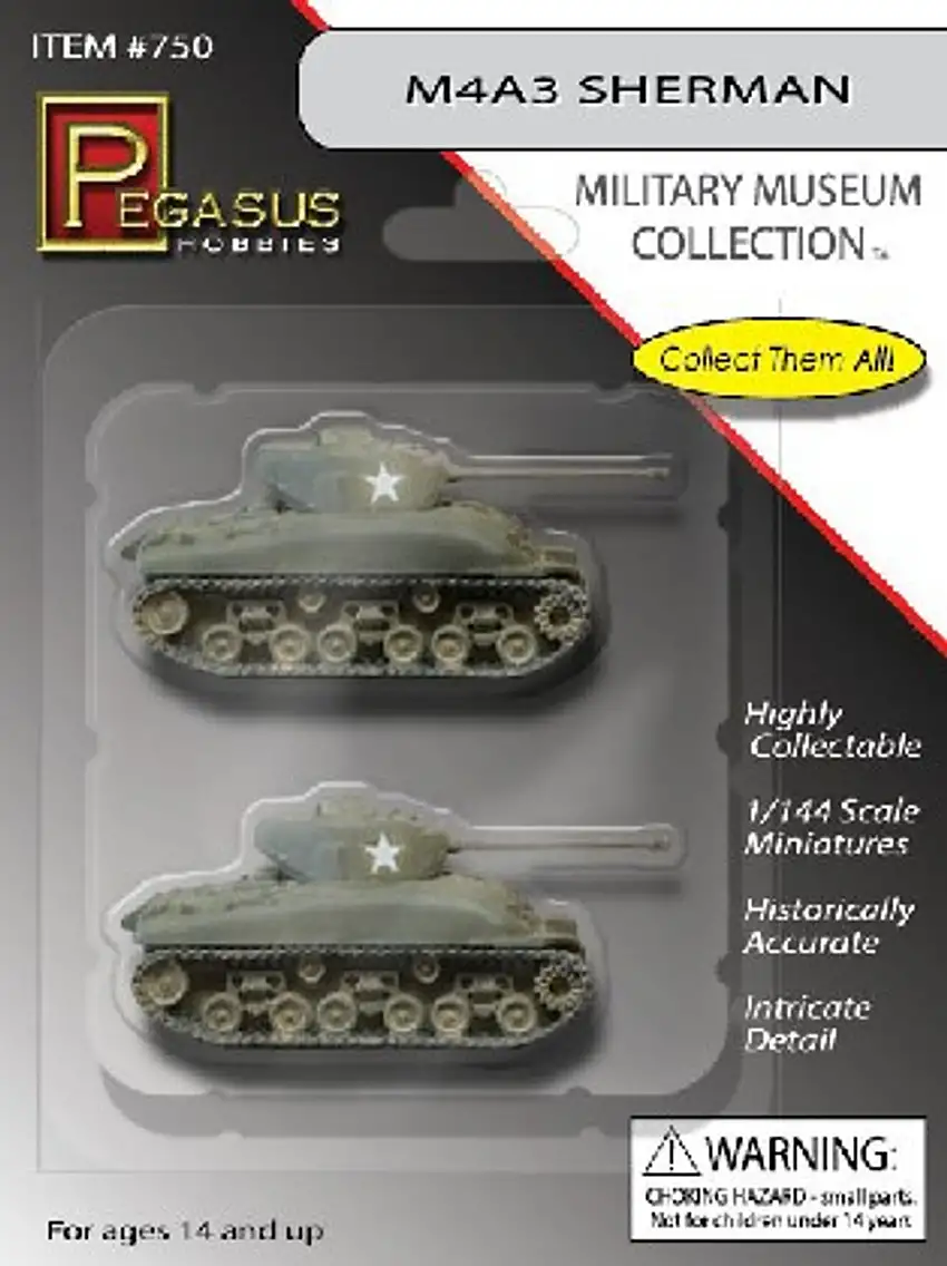 M4A1 76(W) Sherman Tank (2) (Assembled) 1/144 Pegasus