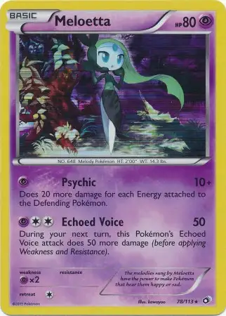 Pokemon Black & White Legendary Treasures Rare Holo Meloetta #78