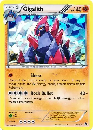 Pokemon Black & White Promo Cracked Ice Holo Gigalith #53