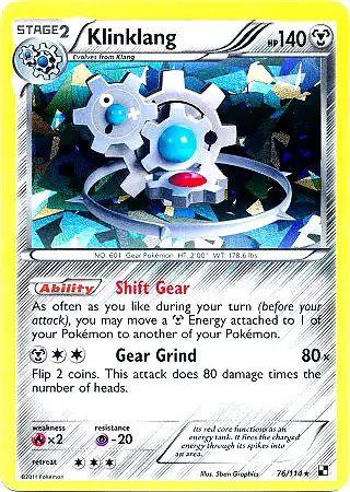 Pokemon Black & White Promo Cracked Ice Holo Klinklang #76