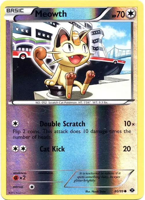 Pokemon Black & White Promo Mirror Reverse Foil Meowth #80