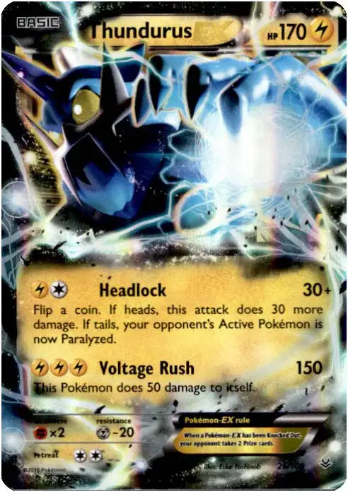 Pokemon Trading Card Game XY Roaring Skies Ultra Rare Thundurus EX #26
