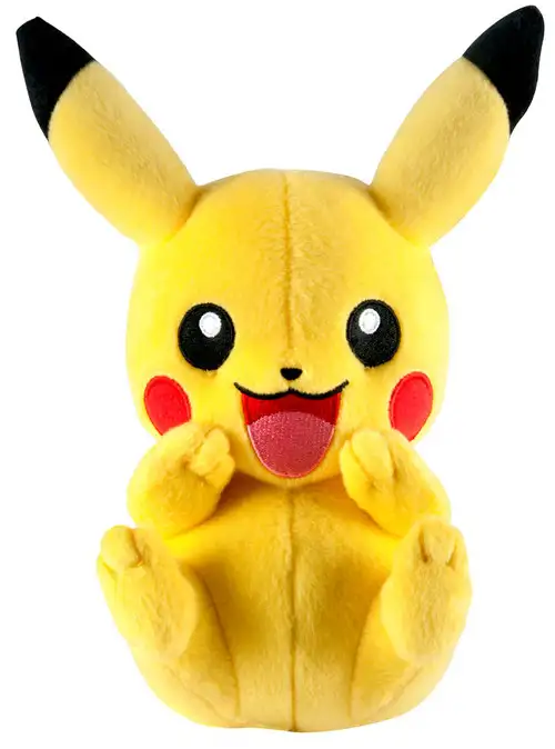 Pokemon Pikachu 8-Inch Plush [Sitting, Open Mouth, Hands on Cheeks]
