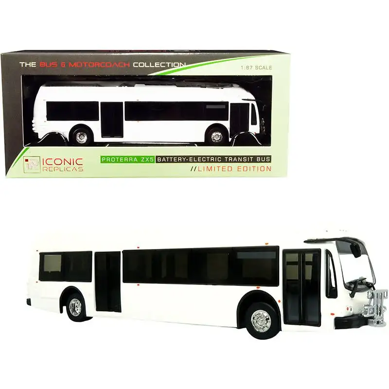 Proterra ZX5 Battery-Electric Transit Bus Blank White "The Bus & Motorcoach Collection" 1/87 (HO) Diecast Model by Iconic Replicas