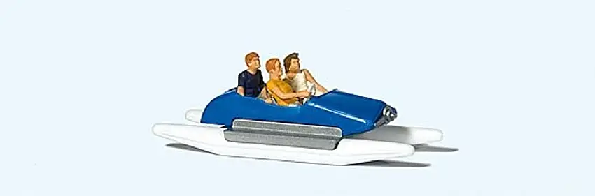 Family (3) in Blue Paddleboat HO Scale Preiser Models