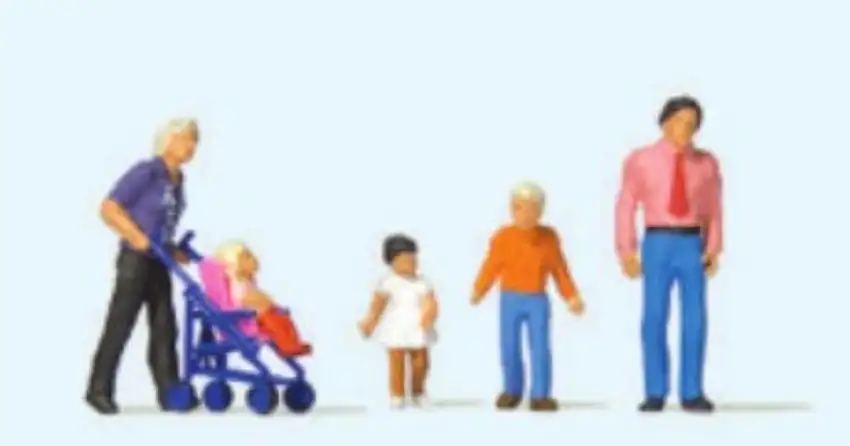 Family Outing (5) HO Scale Preiser Models