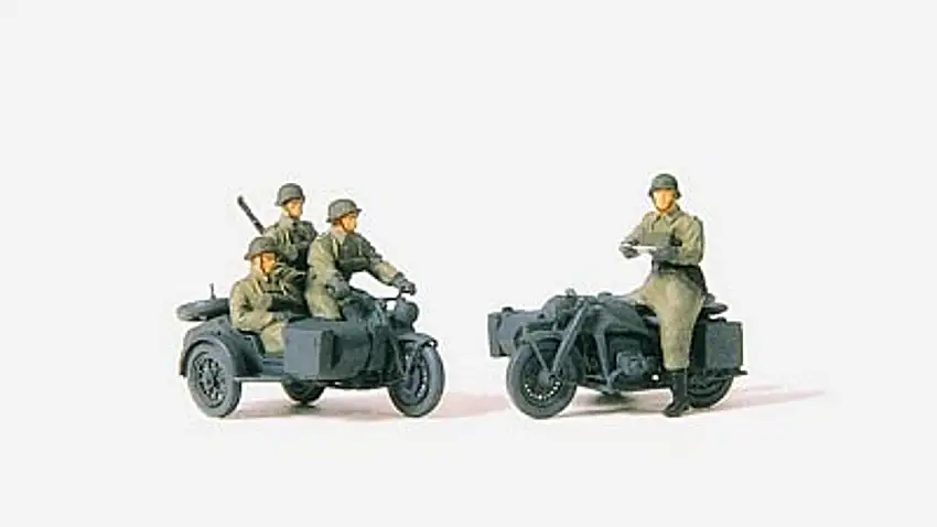 Unpainted German Reich Motorcycle Crew #1 1939-45 (Kit) 1/72 Preiser Models