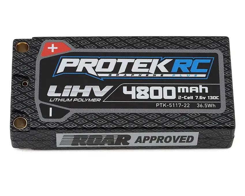 ProTek RC 2S 130C Low IR Si-Graphene + HV LCG Shorty LiPo Battery (7.6V/4800mAh) w/5mm Connectors (ROAR Approved)