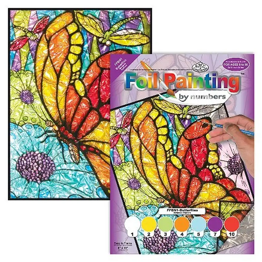Butterflies Foil Paint by Number Ages 8+ (8"x10") Royal & Langnickel