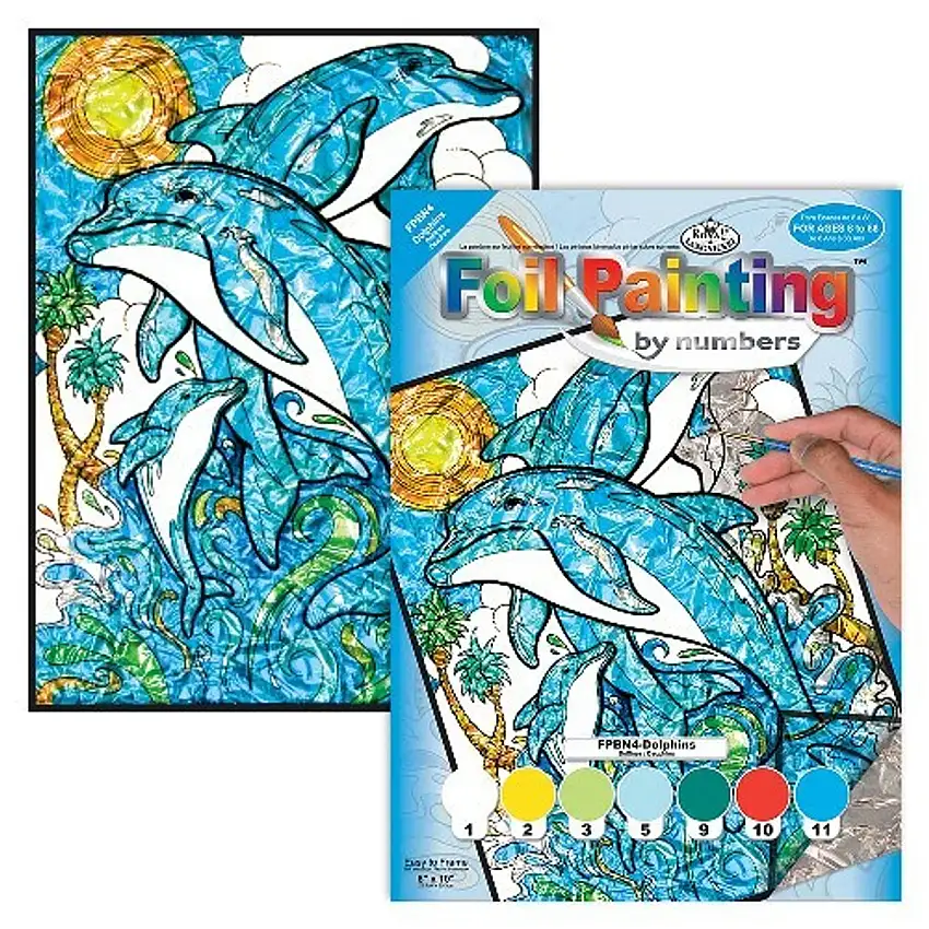 Dolphins Foil Paint by Number Ages 8+ (8"x10") Royal & Langnickel